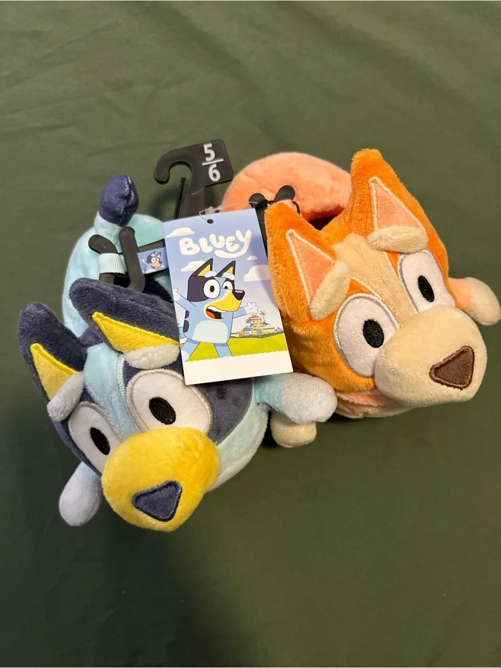 Kids Plush Bluey Slippers in Blue and Orange Size 5/6